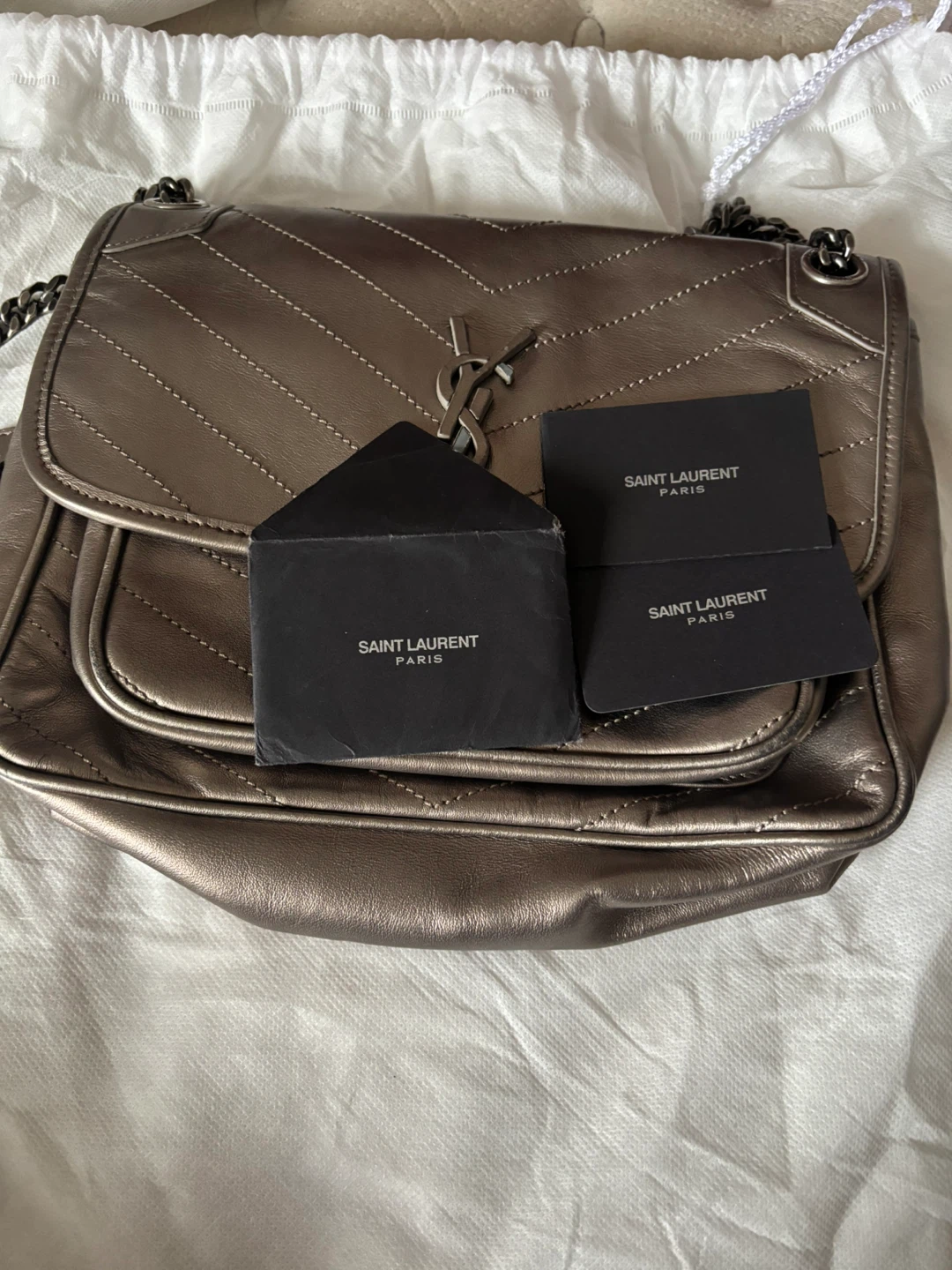 Saint Laurent YSL Monogram Bag - Metallic Bronze - photo 3