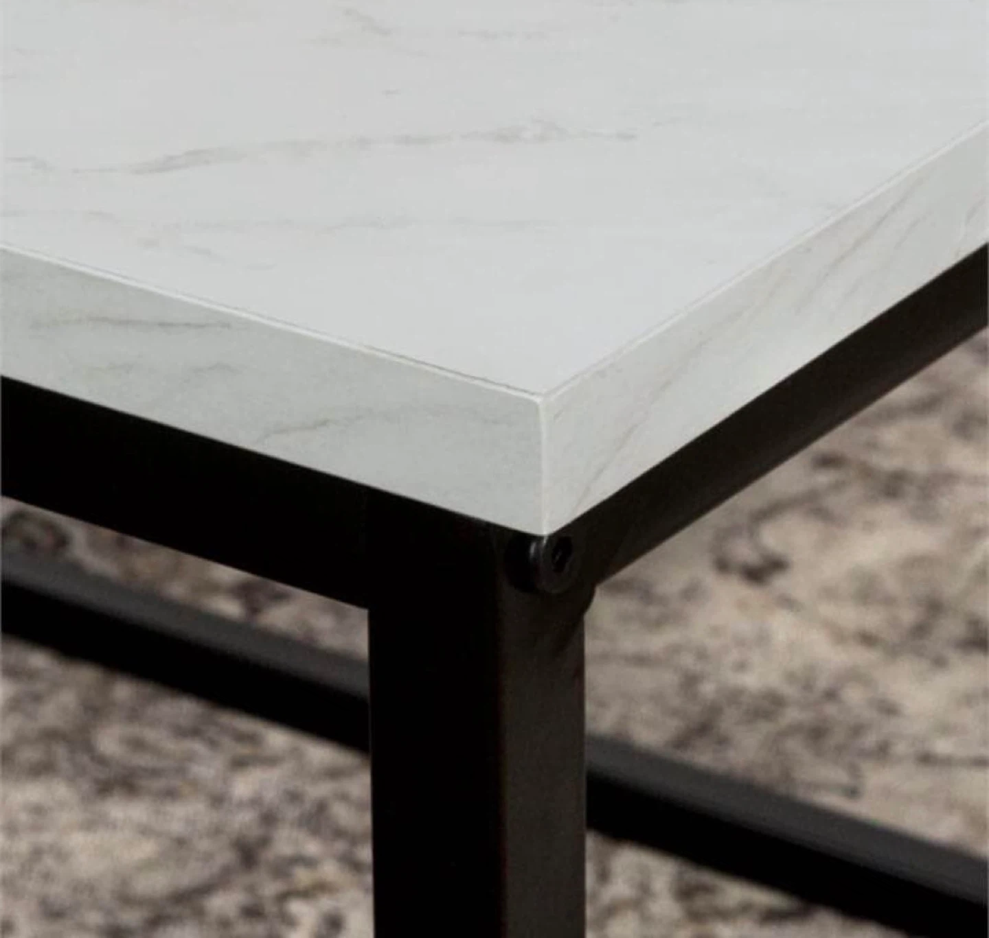 New Modern Coffee Table White with Black Metal Base - photo 3