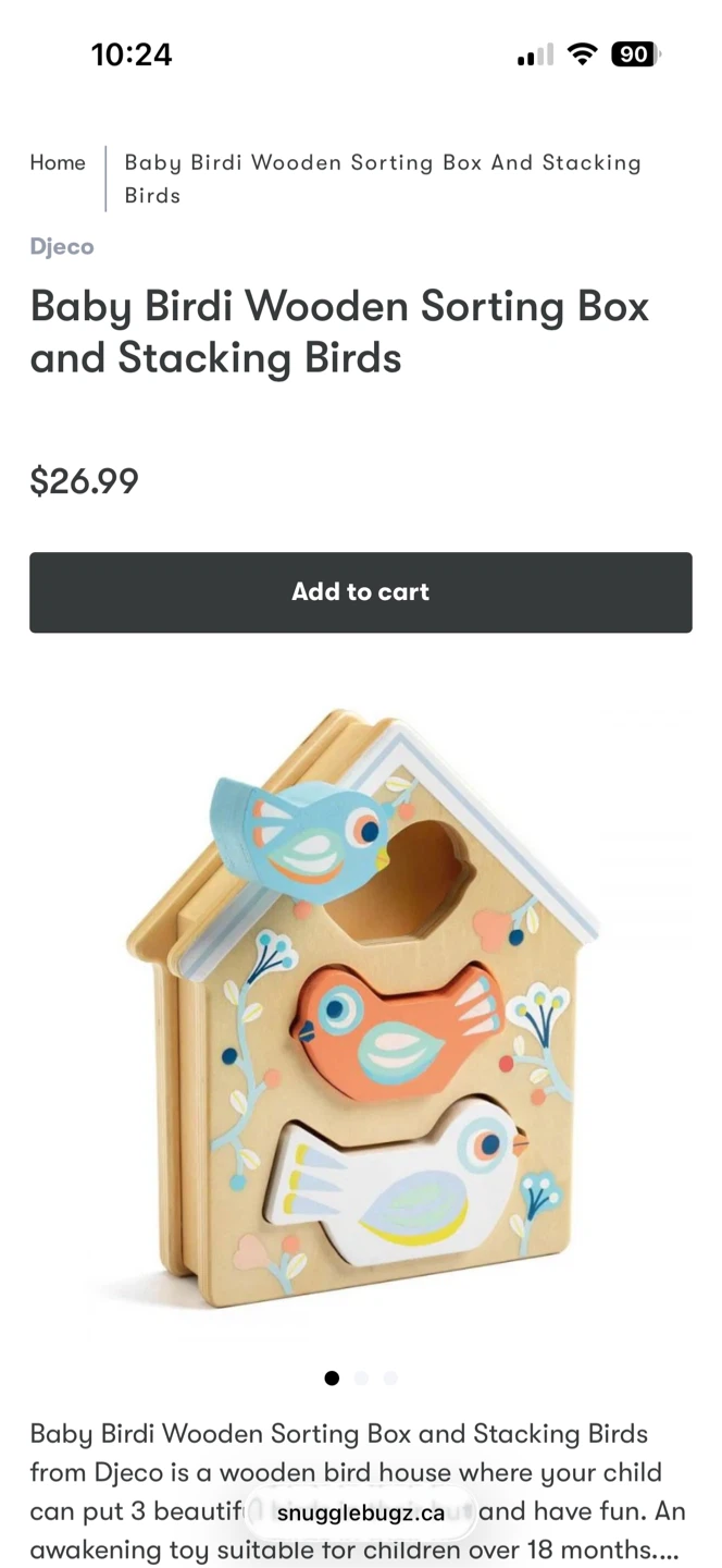 NWOT Djeco Baby Birdi Wooden Stacking Birds