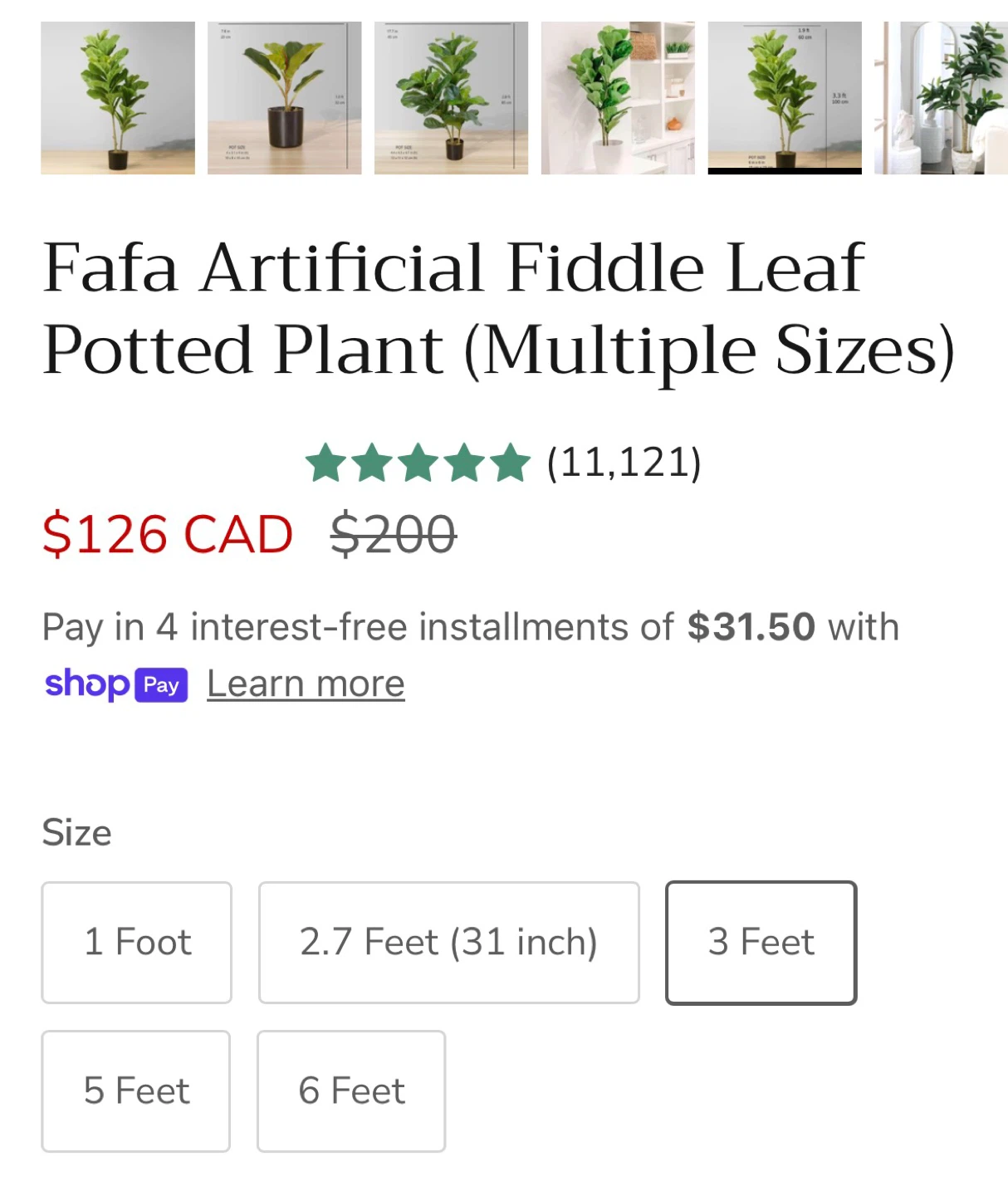 Faux Fiddle Leaf Plant 3.3 ft - photo 3
