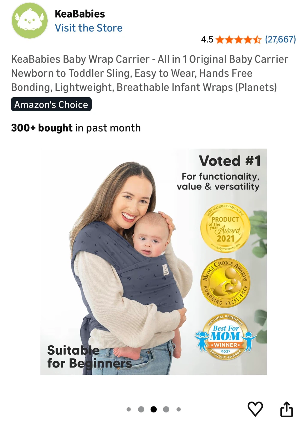 🥕 KeaBabies All in 1 Original Baby Wrap Carrier - Planets - photo 2