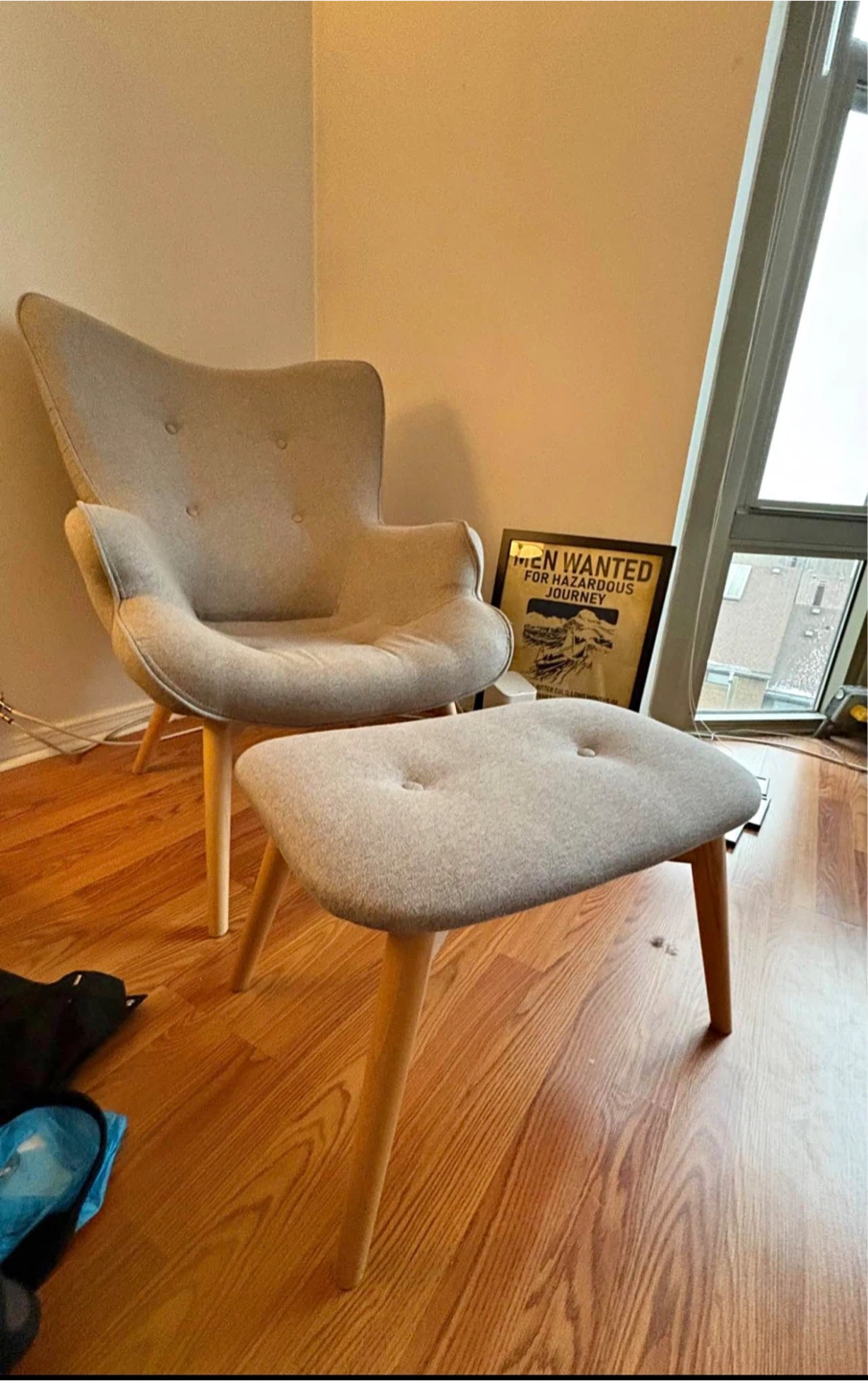 TODAY ONLY 3/08 Gray Upholstered Accent Chair with Ottoman - photo 2