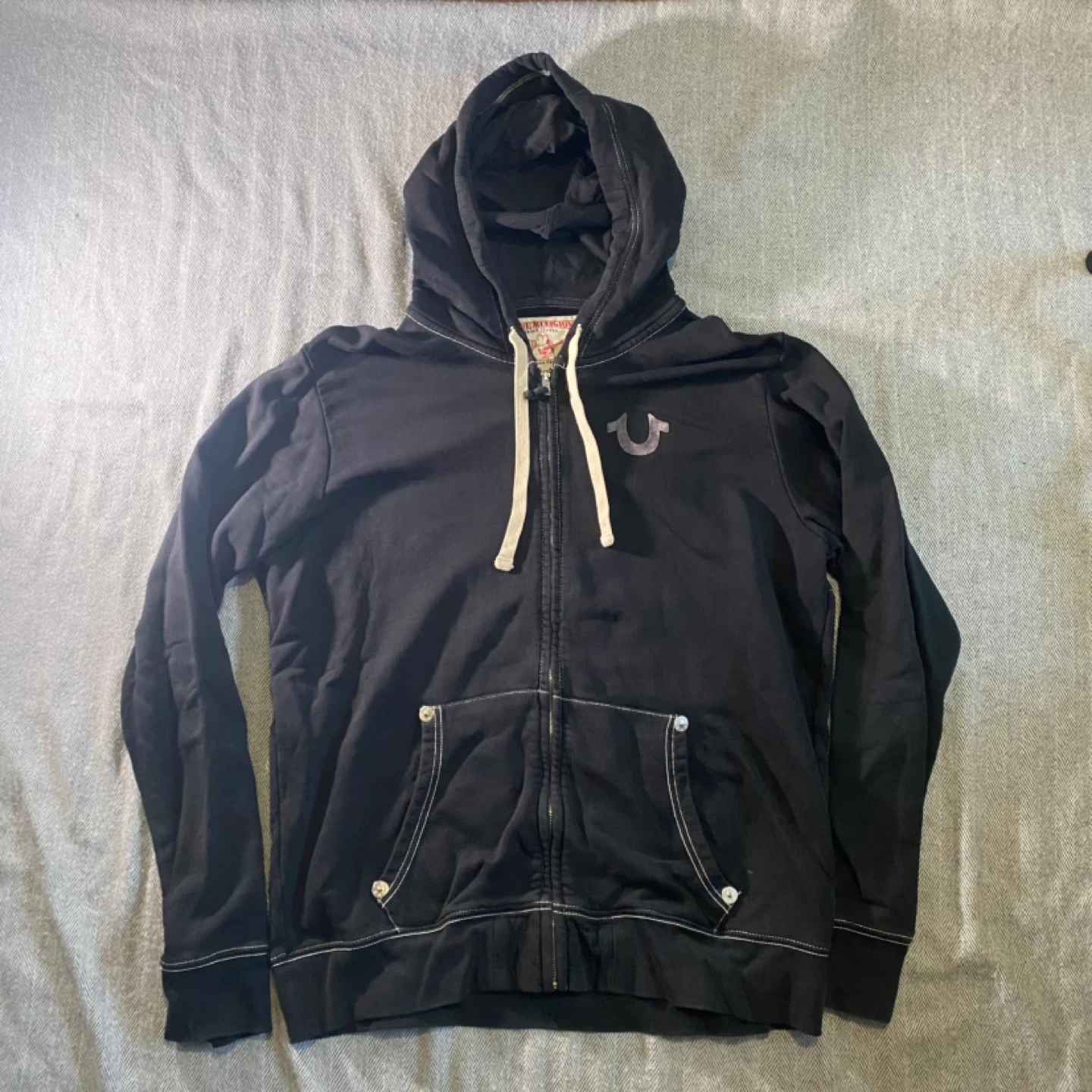 True Religion Black Zip-Up Hoodie 2XL