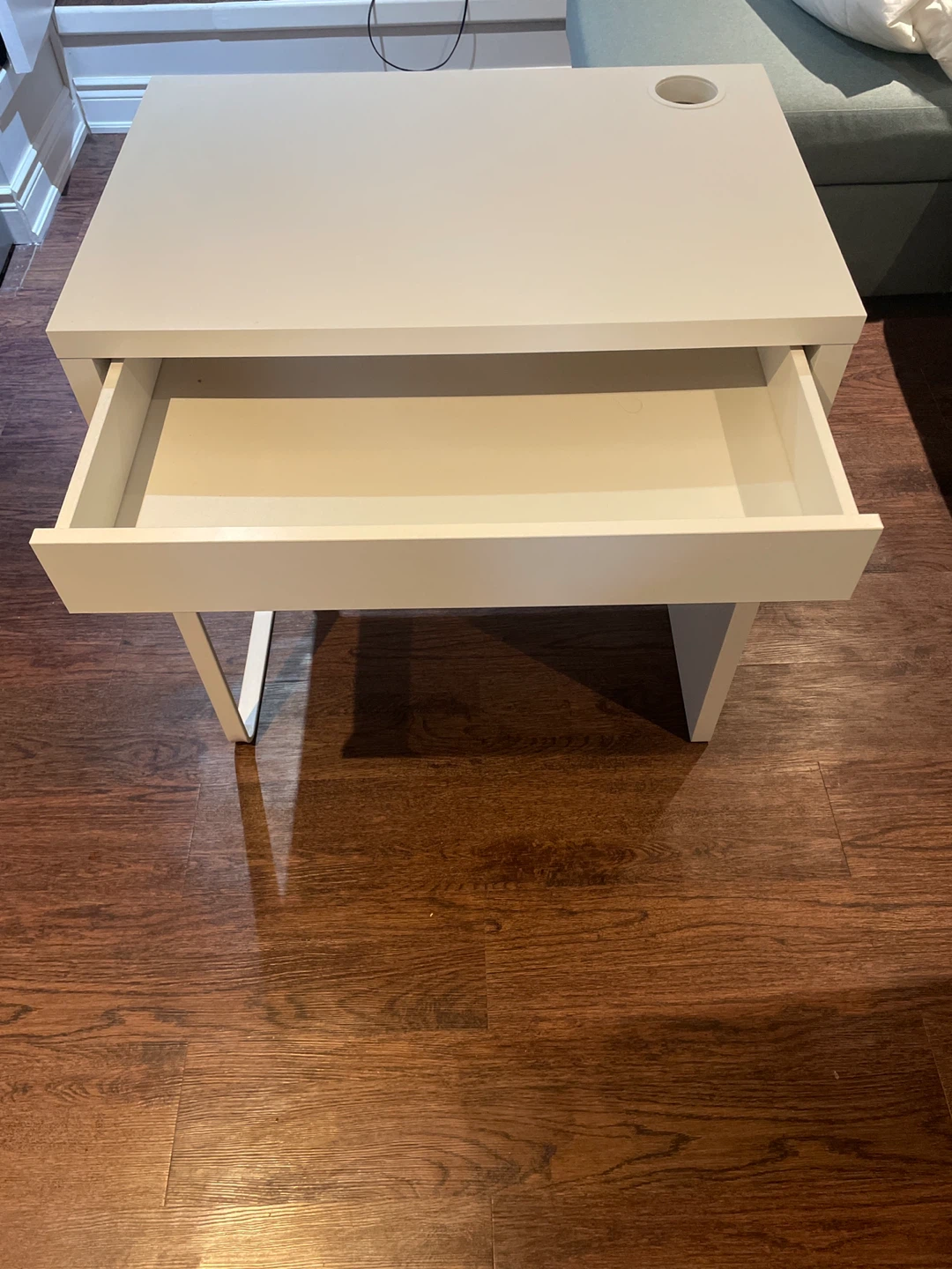 White Desk Micke with Drawer - photo 2