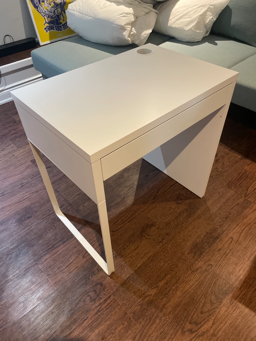 White Desk Micke with Drawer