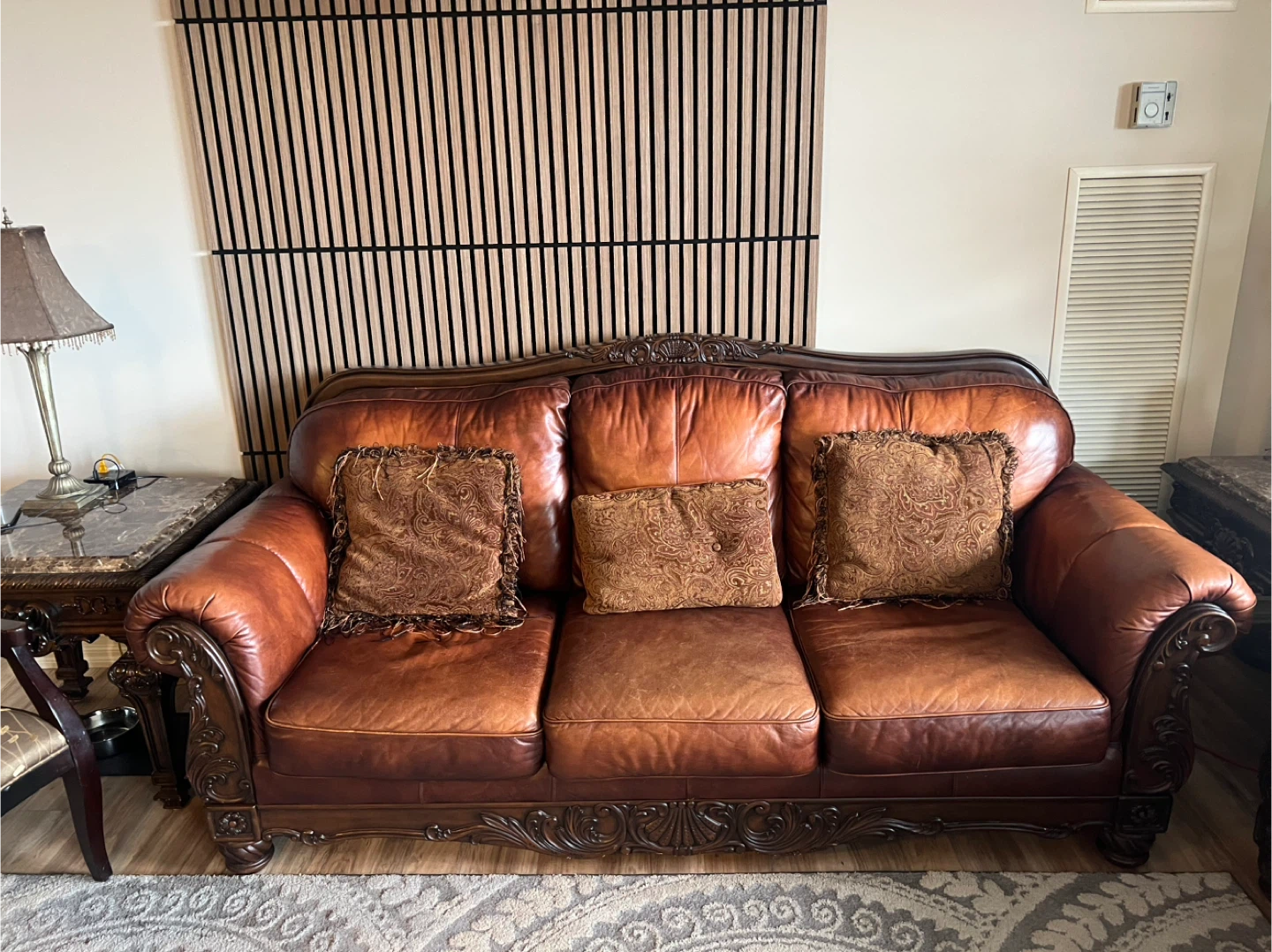 Brown Leather Sofa Set - photo 2