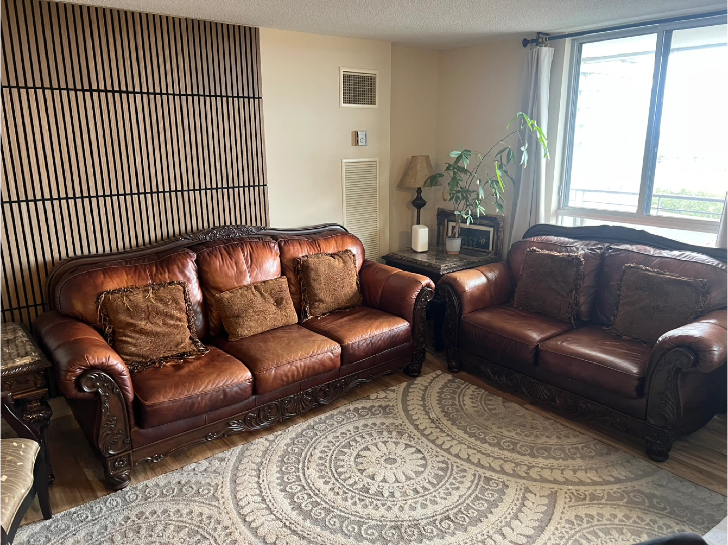 Brown Leather Sofa Set