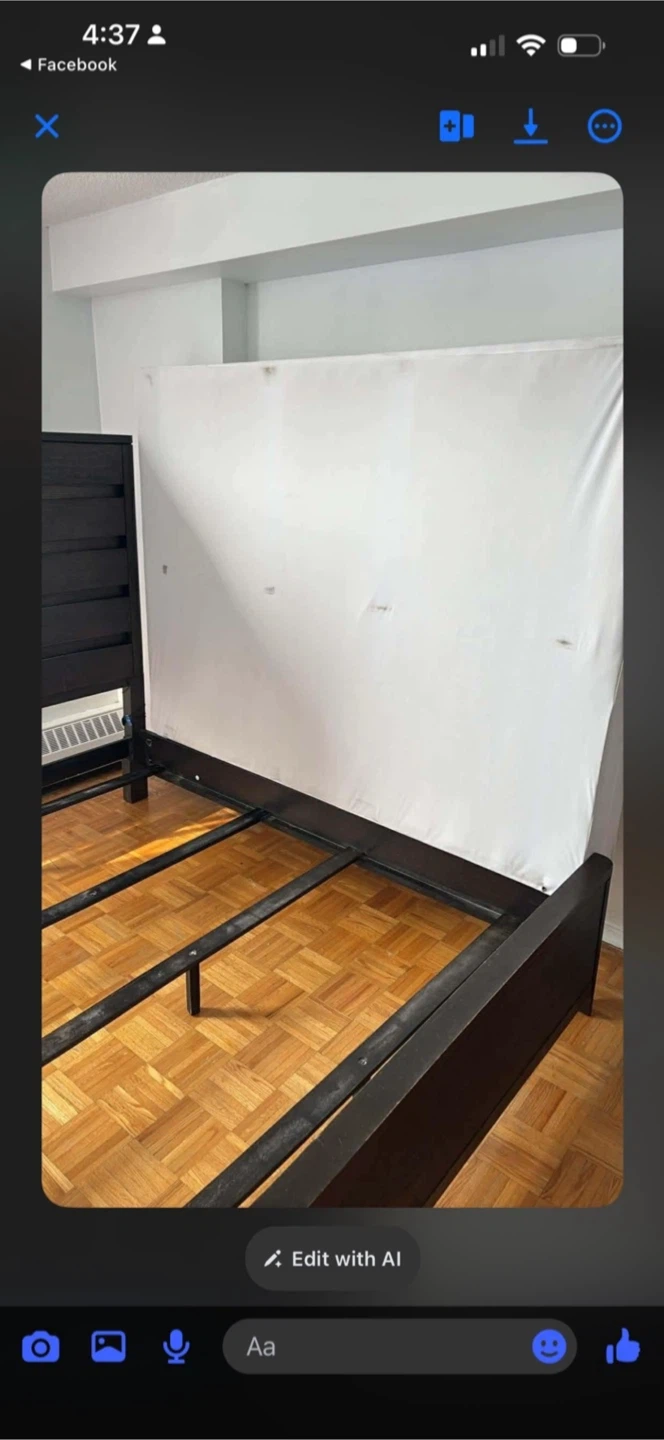 Dark Wood Queen Bed Frame with Headboard-Pick Up - photo 3