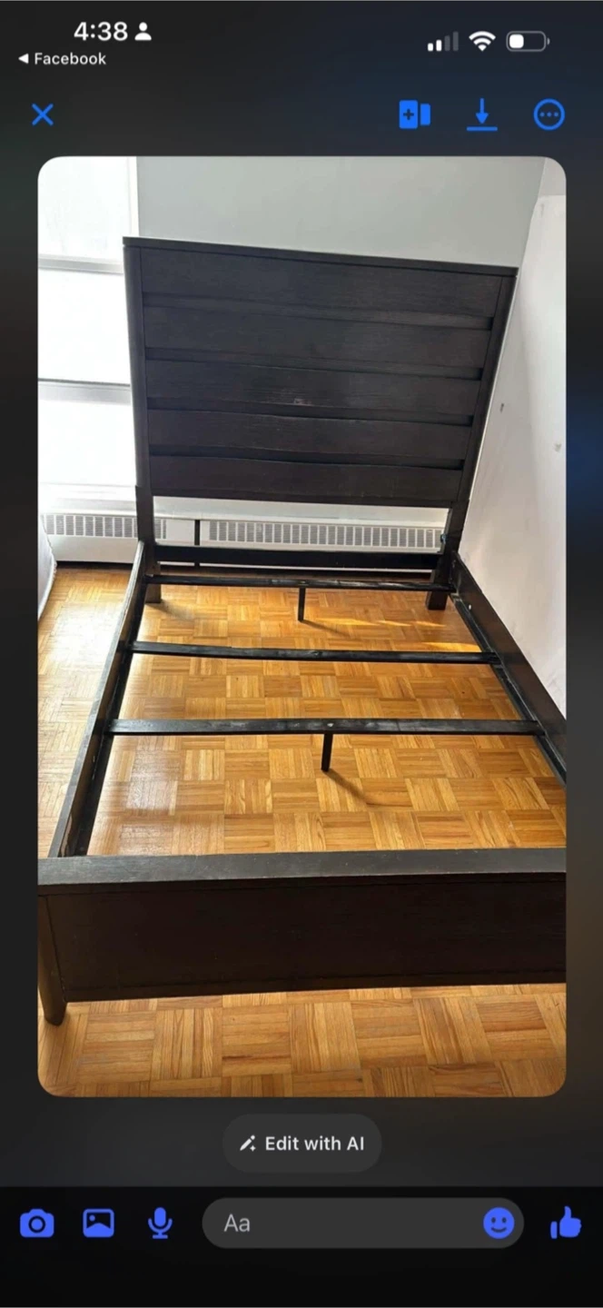 Dark Wood Queen Bed Frame with Headboard-Pick Up - photo 2