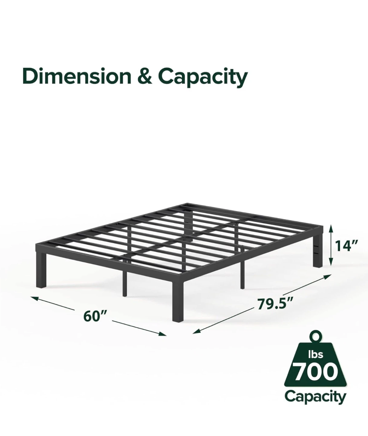 Black Metal Queen Bed Frame - photo 3