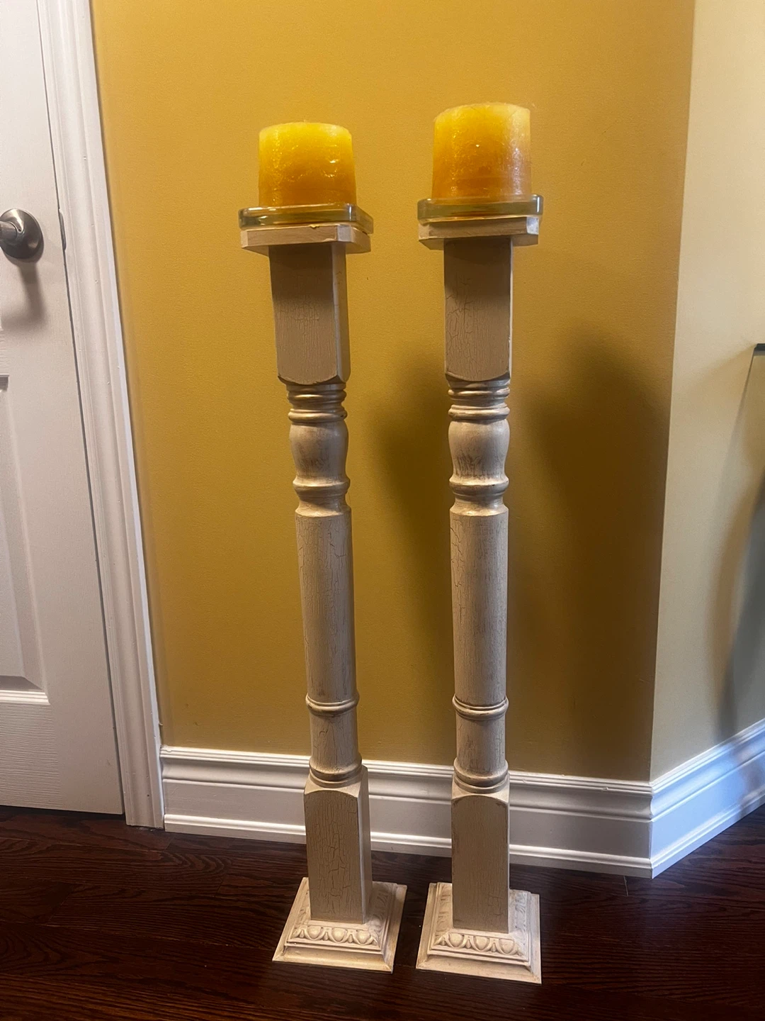 Set of 2 Tall Pedestal Candle Holders