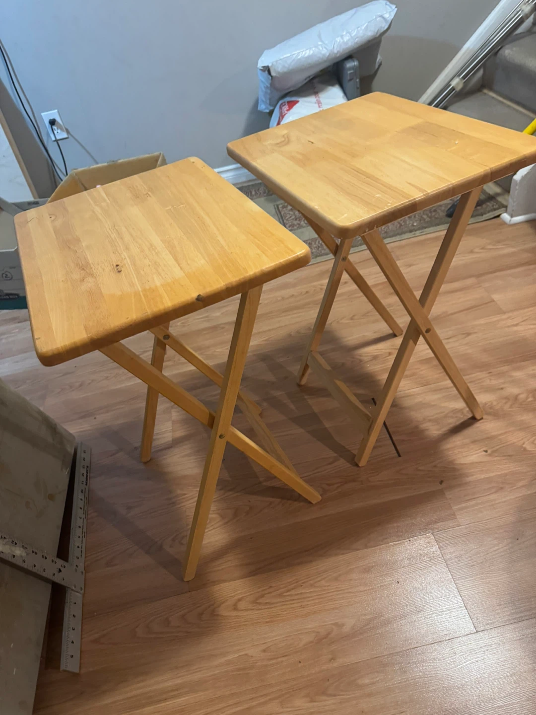 Set of 2 Wood Folding Tray Tables