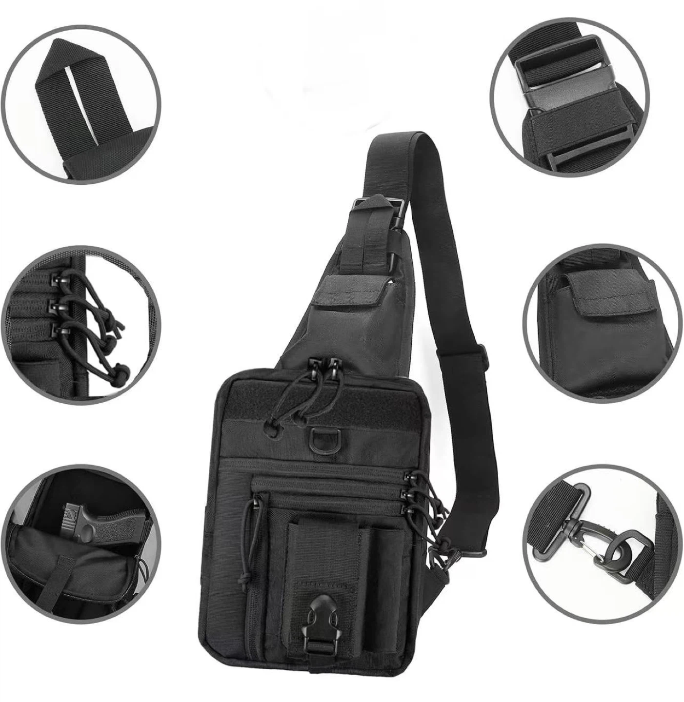 Black Tactical Sling Chest Bag - photo 2