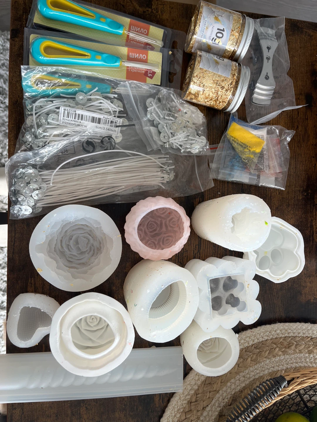 Candle Making Kit - Molds, Wicks, and Gold Leaf
