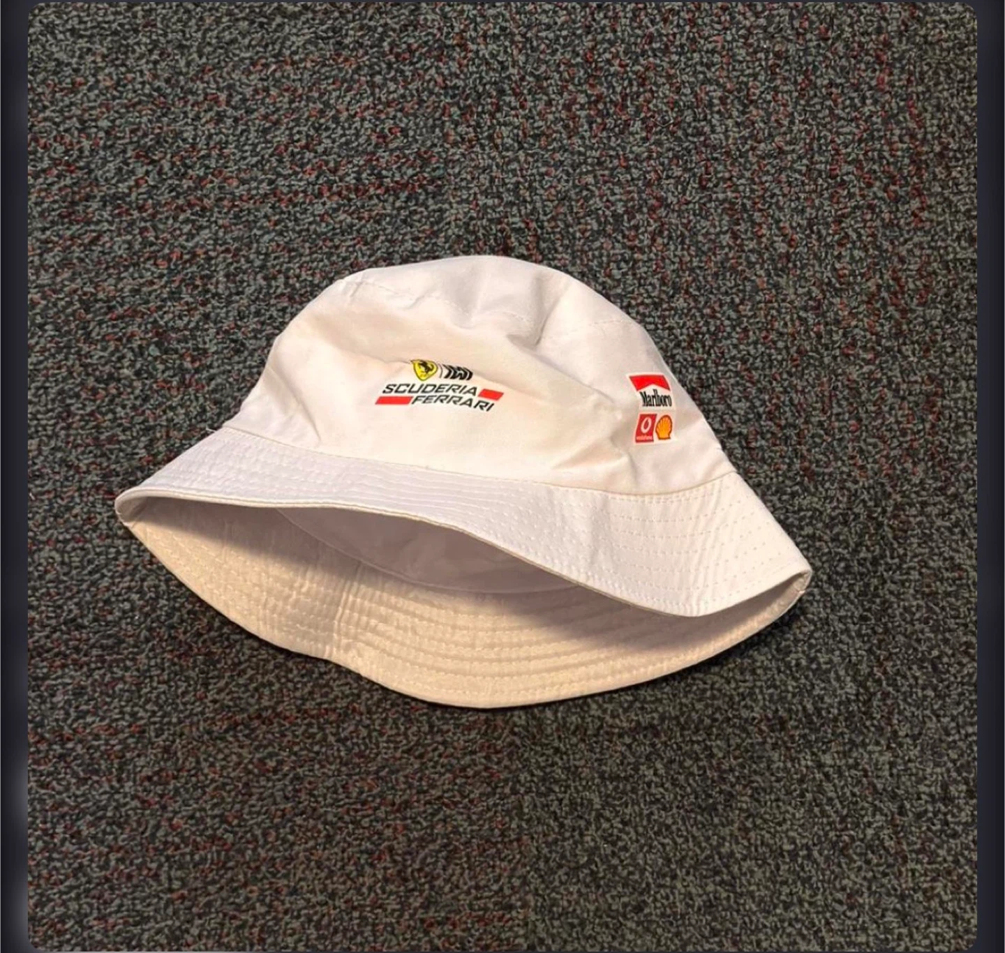 White Ferrari x Marlboro bucket hat