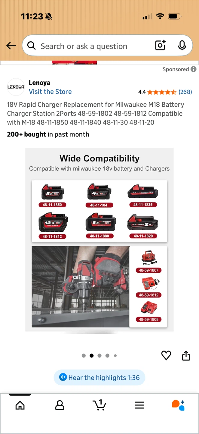 18V Rapid Charger Replacement for Milwaukee M18 Batteries - photo 2