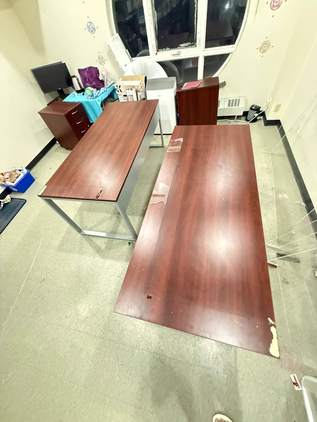 Two Wooden Desks with Metal Legs - photo 3