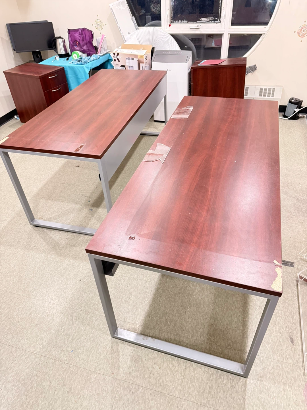 Two Wooden Desks with Metal Legs - photo 2