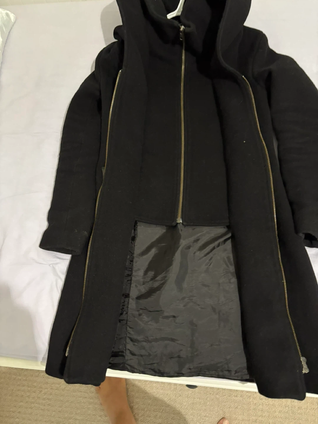 SOIA & KYO Black Hooded Wool Blend Coat - photo 4