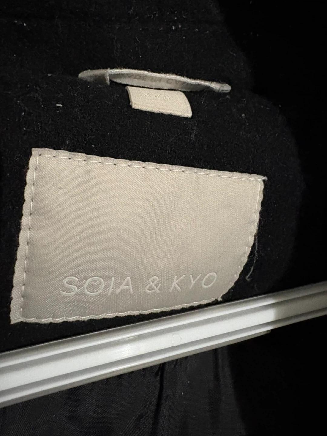 SOIA & KYO Black Hooded Wool Blend Coat - photo 5