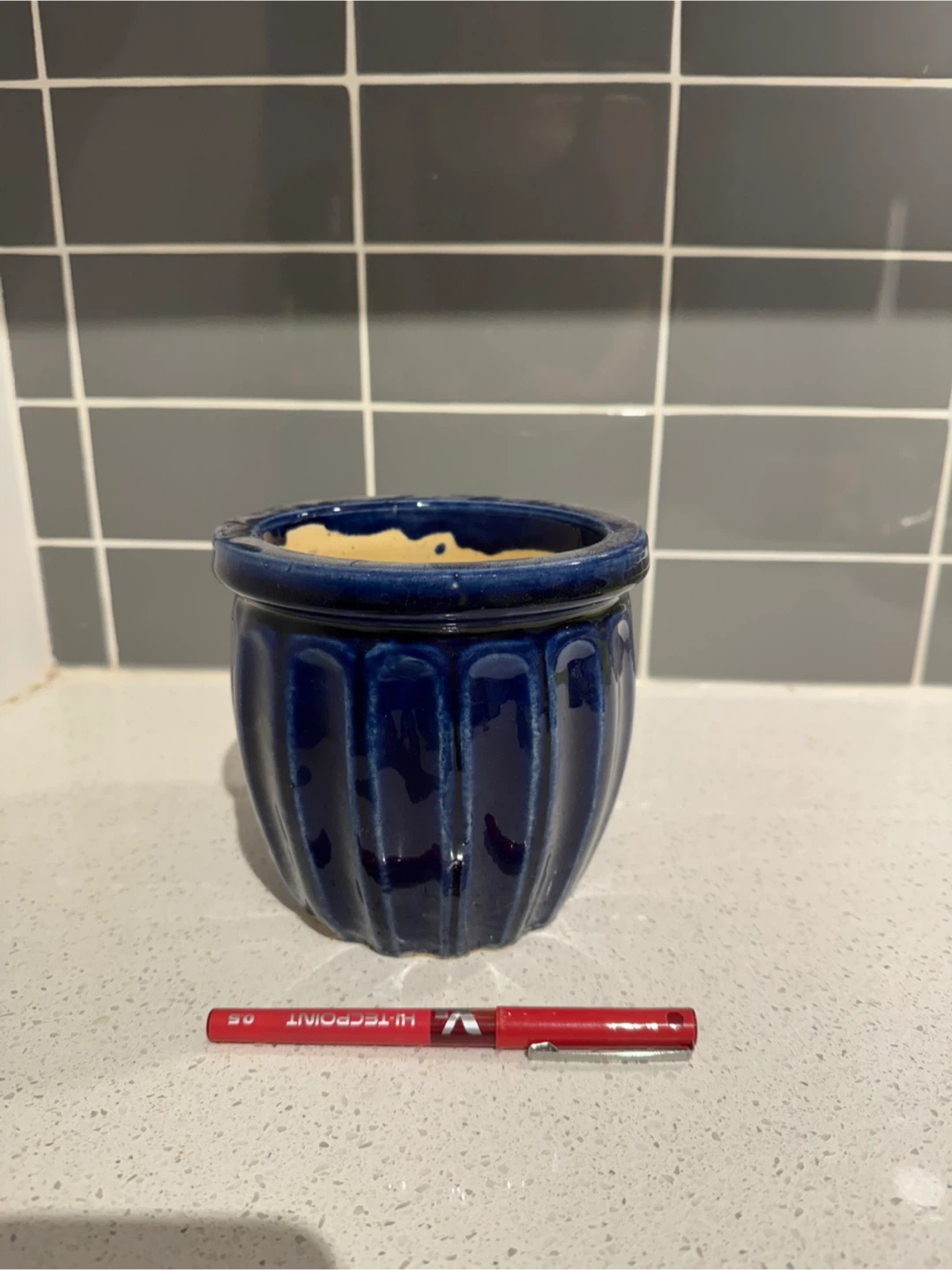 Small Blue Ceramic Planter Pot