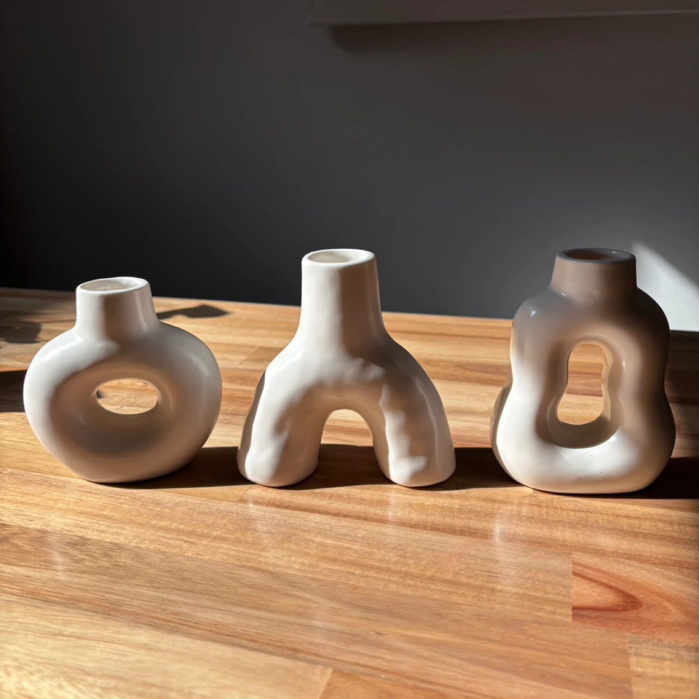 Set of 3 White Small Ceramic Vases