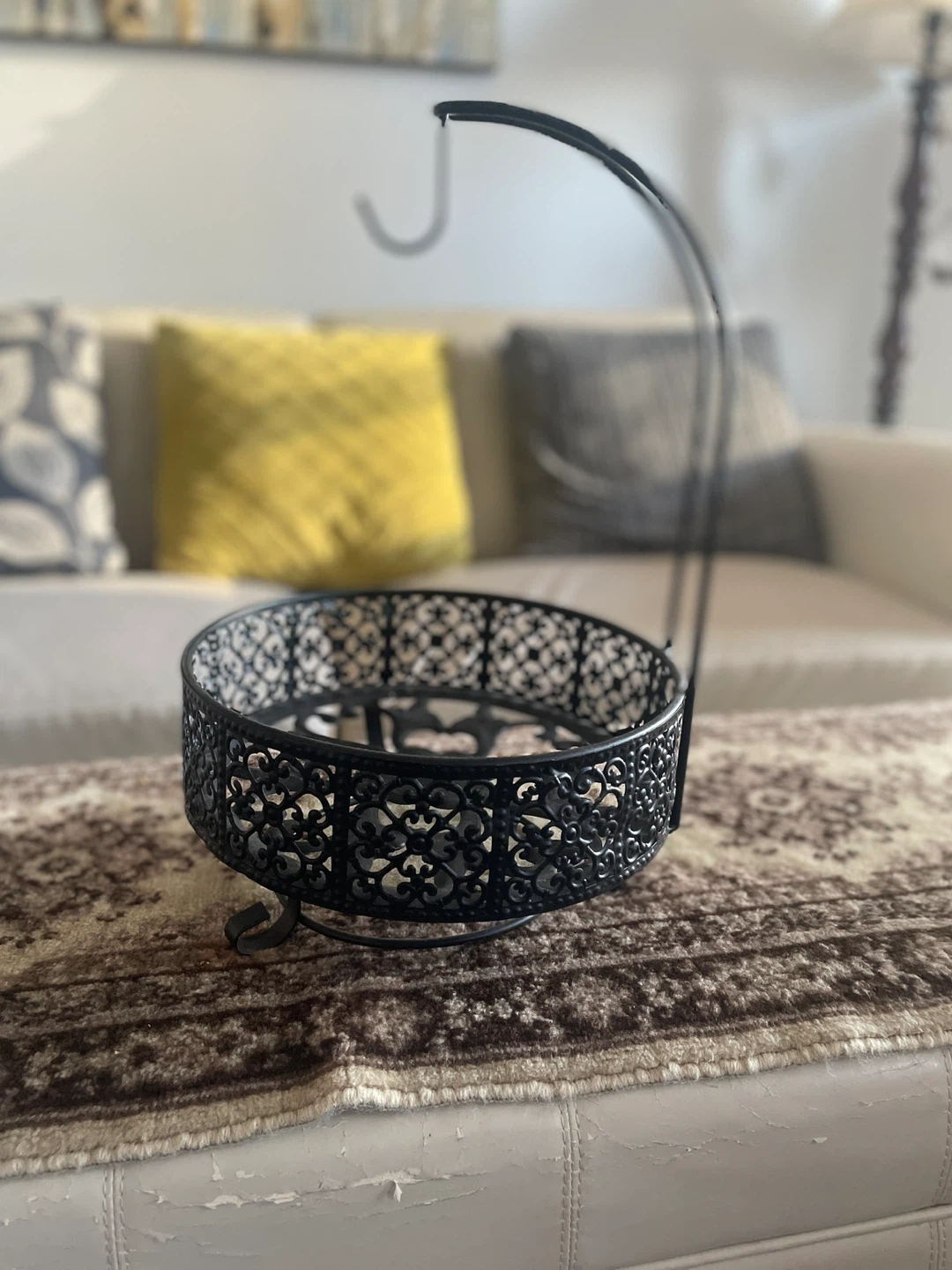 Decorative Black Metal Fruit Basket with Hook - photo 2