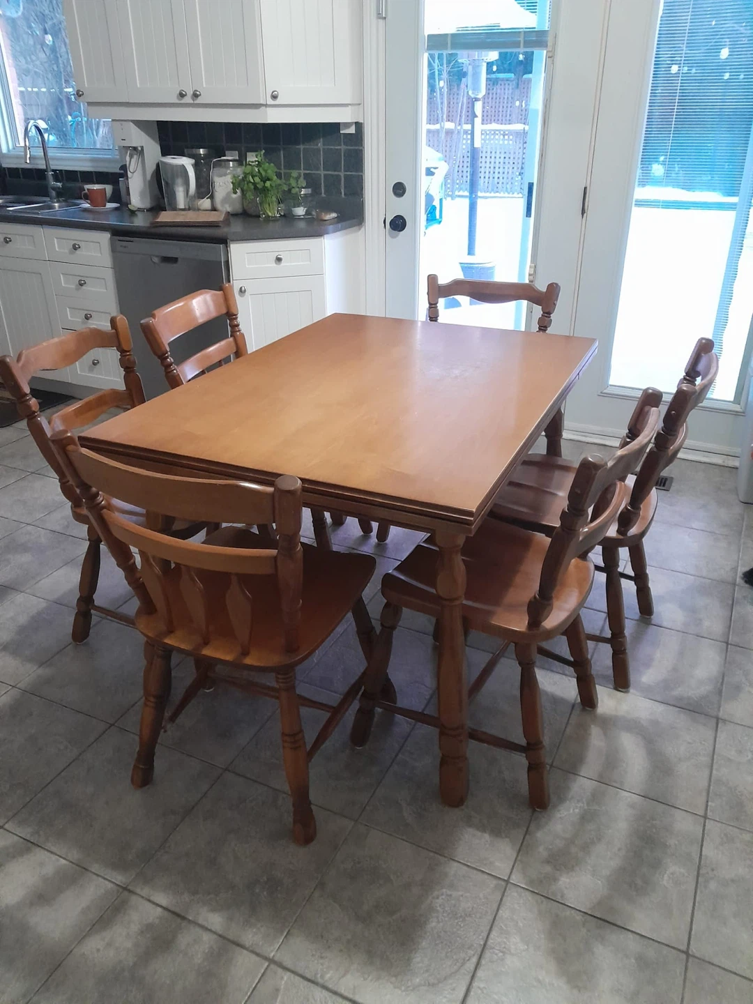 Wooden Dining Table with 6 Chairs