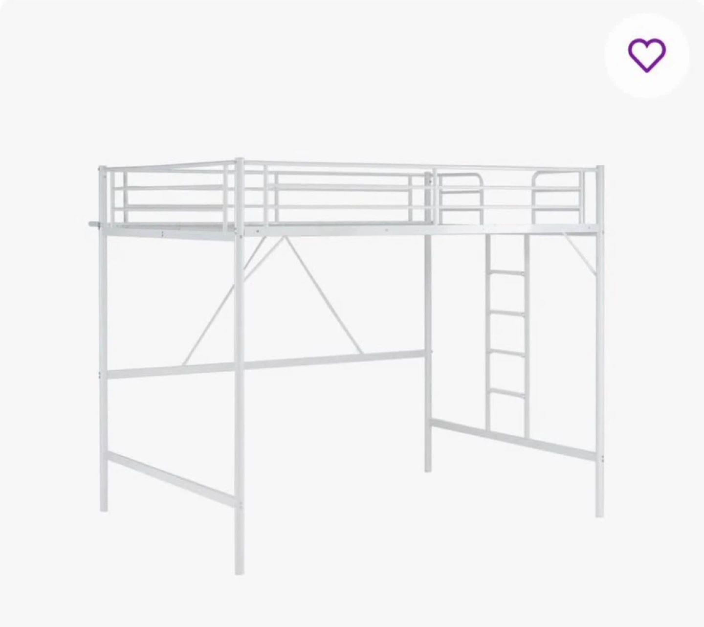 White Metal Full Loft Bed