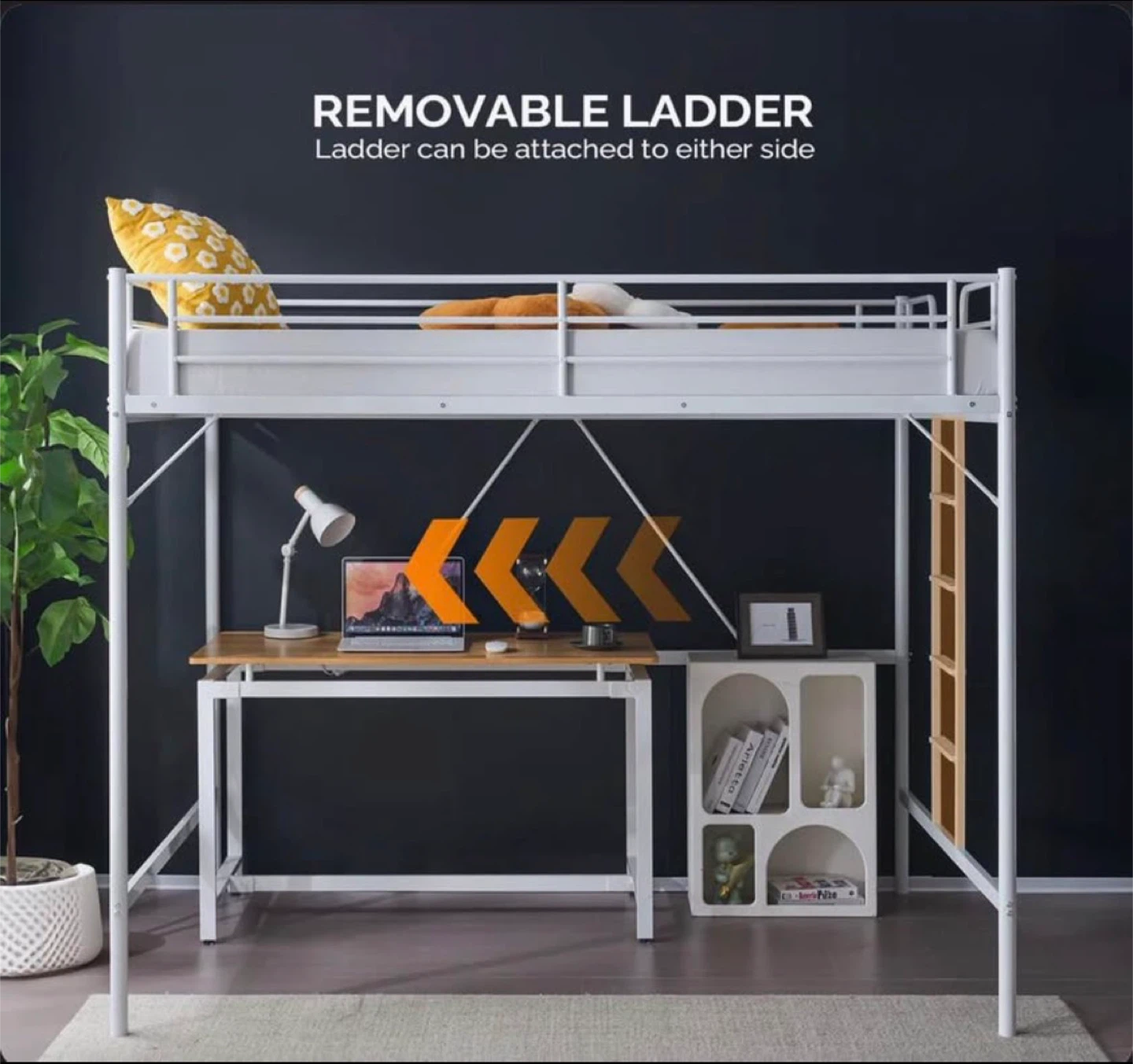 White Metal Full Loft Bed - photo 2
