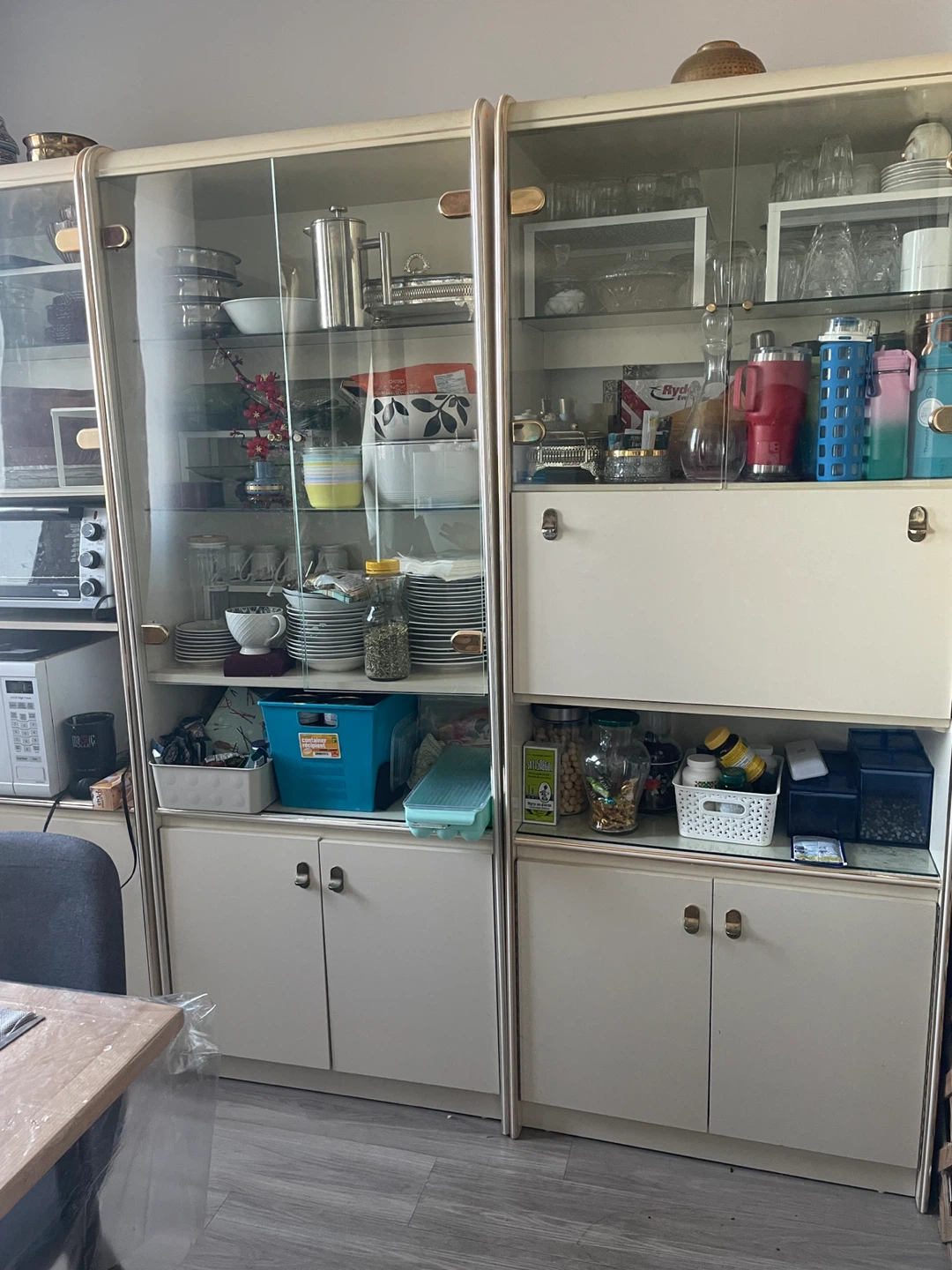 Glass Display Cabinet with Storage