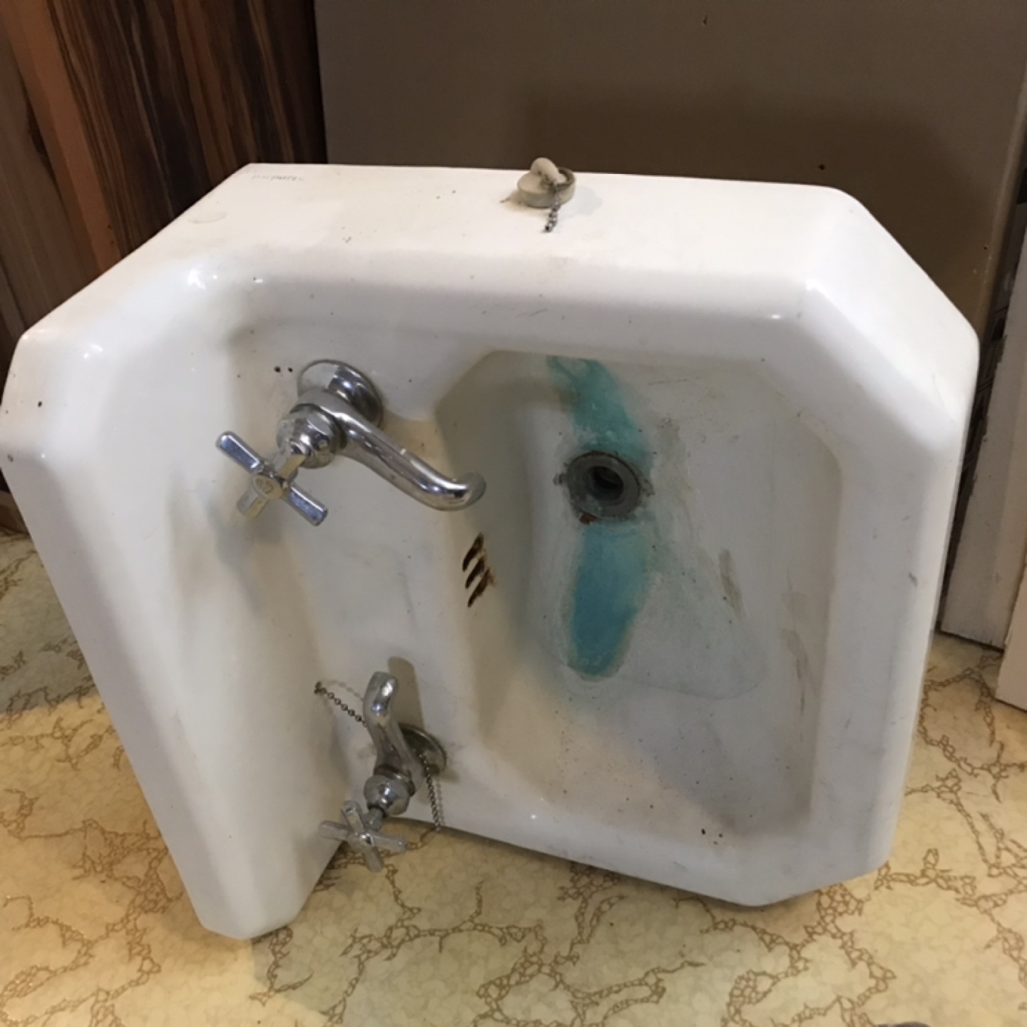 Antique American Cast Iron Sink with Accessories