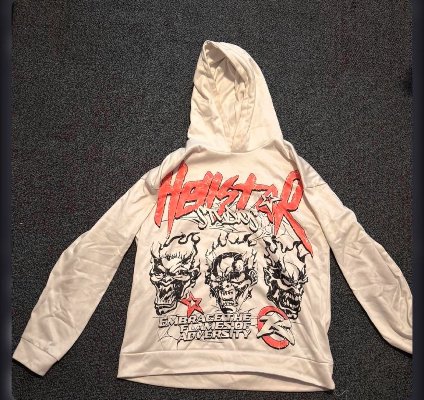 White and Red Hellstar “Members Only” Hoodie. Size M