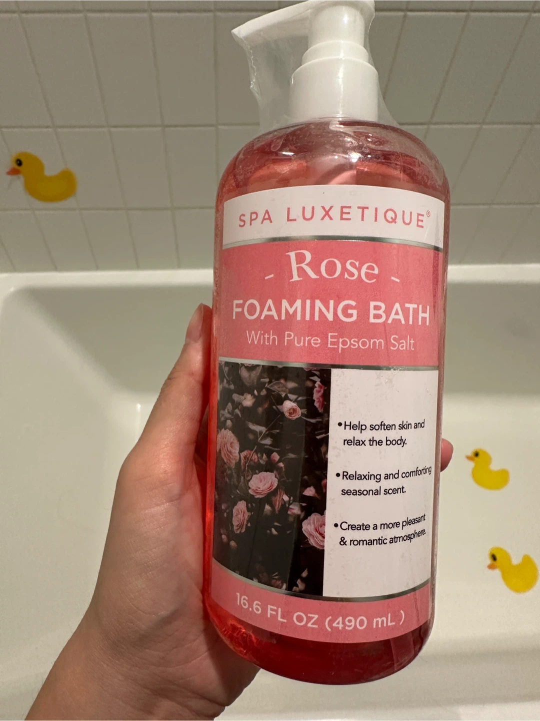 Spa Luxetique Rose Foaming Bath with Epsom Salt 16.6 oz