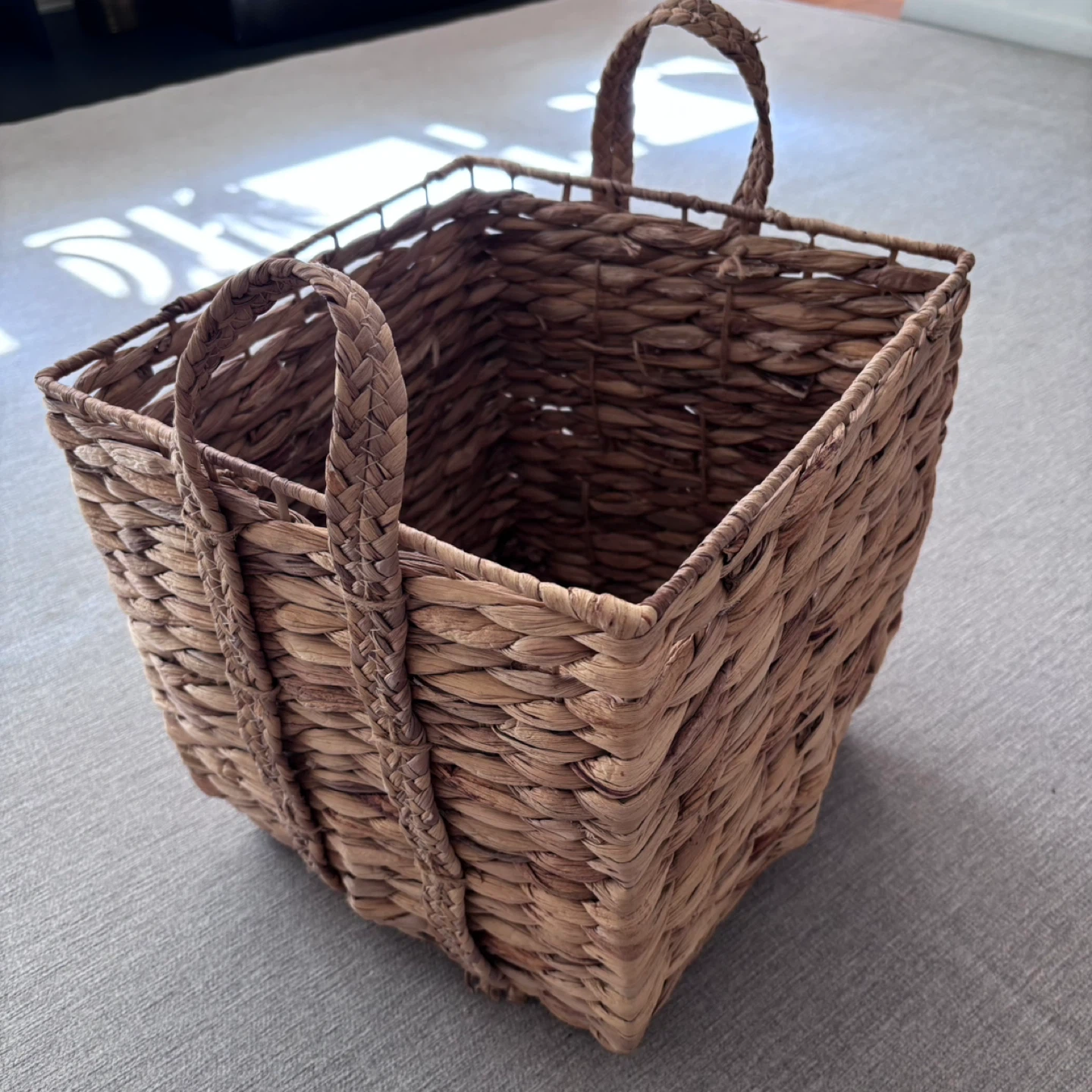 Woven Water Hyacinth Basket with Handles - photo 2