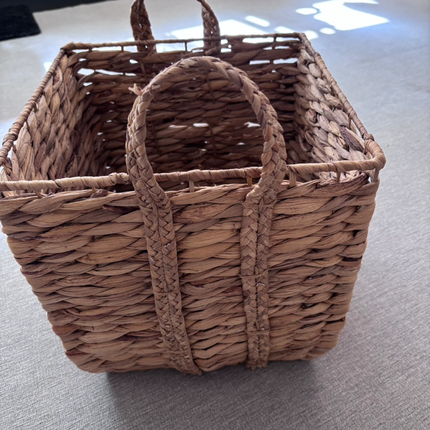 Woven Water Hyacinth Basket with Handles - photo 4