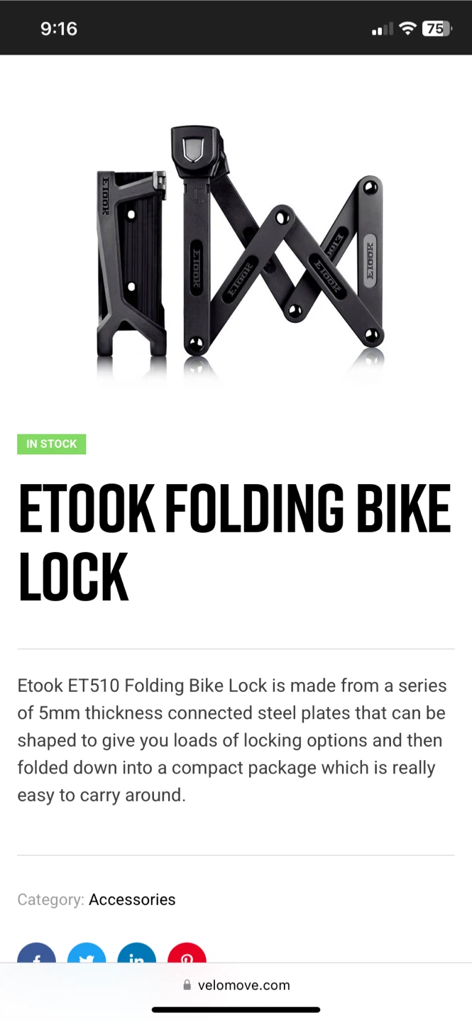 ETook ET510 Folding Bike Lock - photo 4