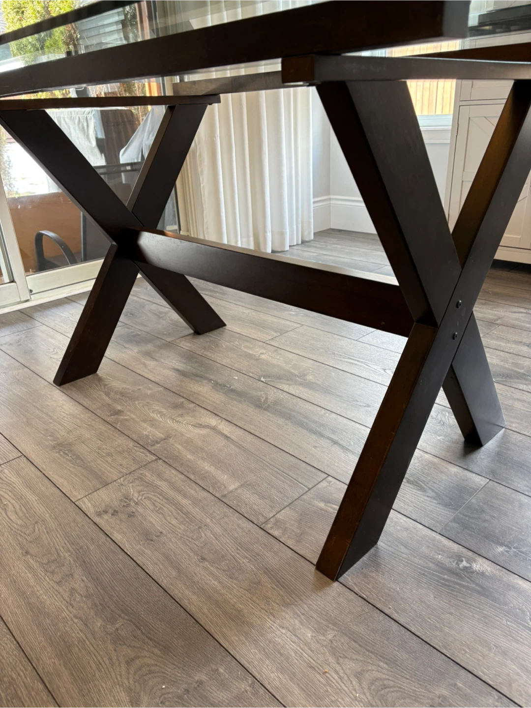 Glass Top Dining Table with X-Leg Base - photo 5