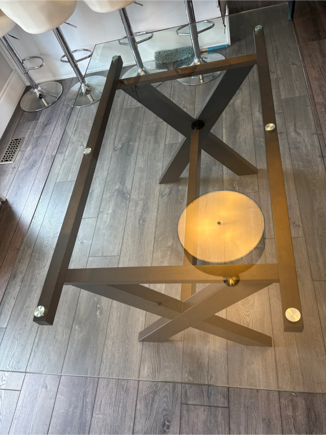 Glass Top Dining Table with X-Leg Base - photo 2