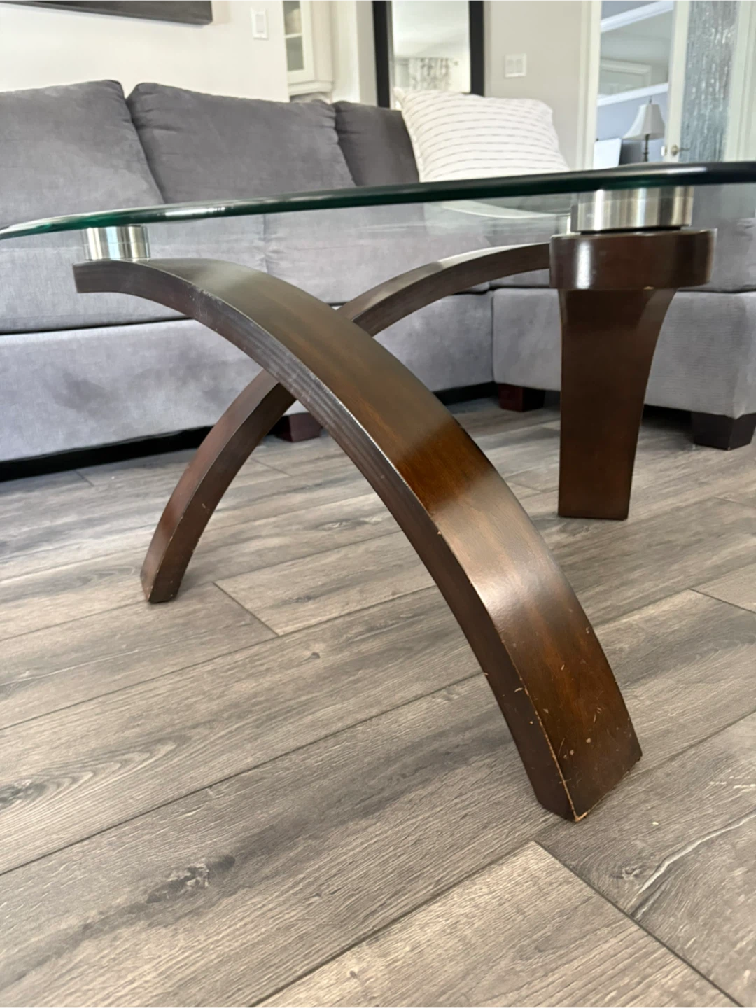 Modern Glass and Wood Coffee Table