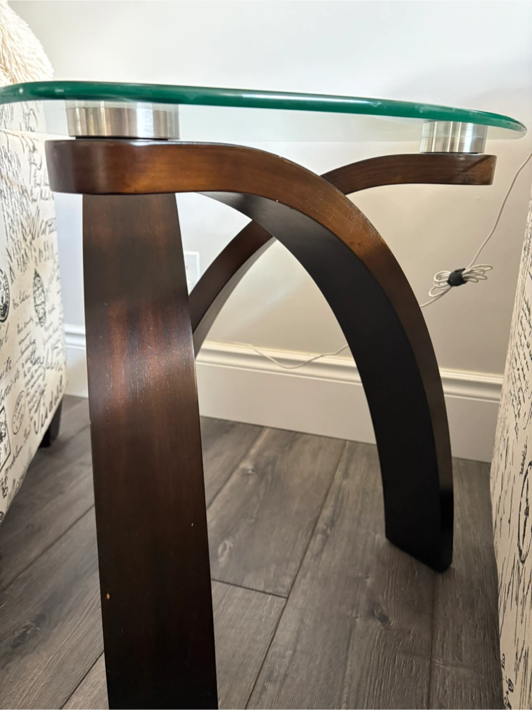 Glass and Wood End Table - photo 2