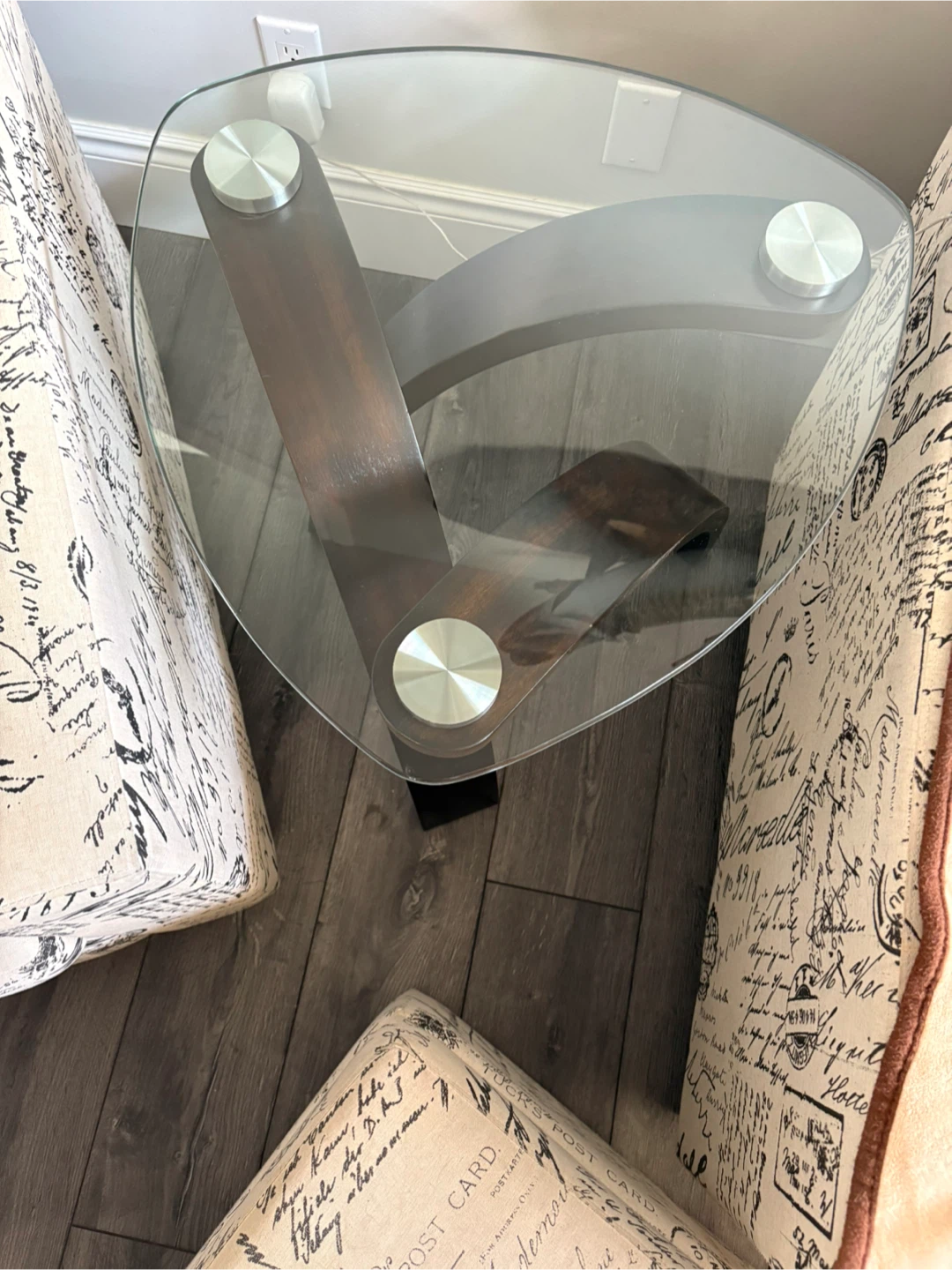 Glass and Wood End Table
