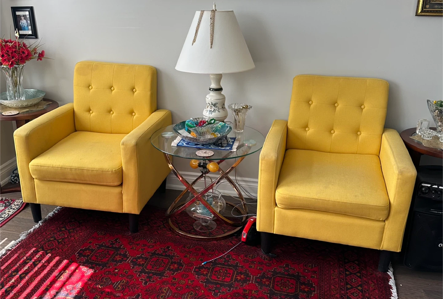 Set of 2 Yellow Accent Chairs
