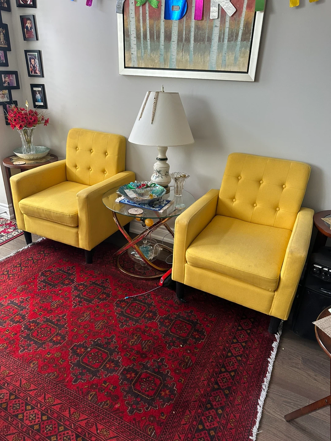 Set of 2 Yellow Accent Chairs - photo 2