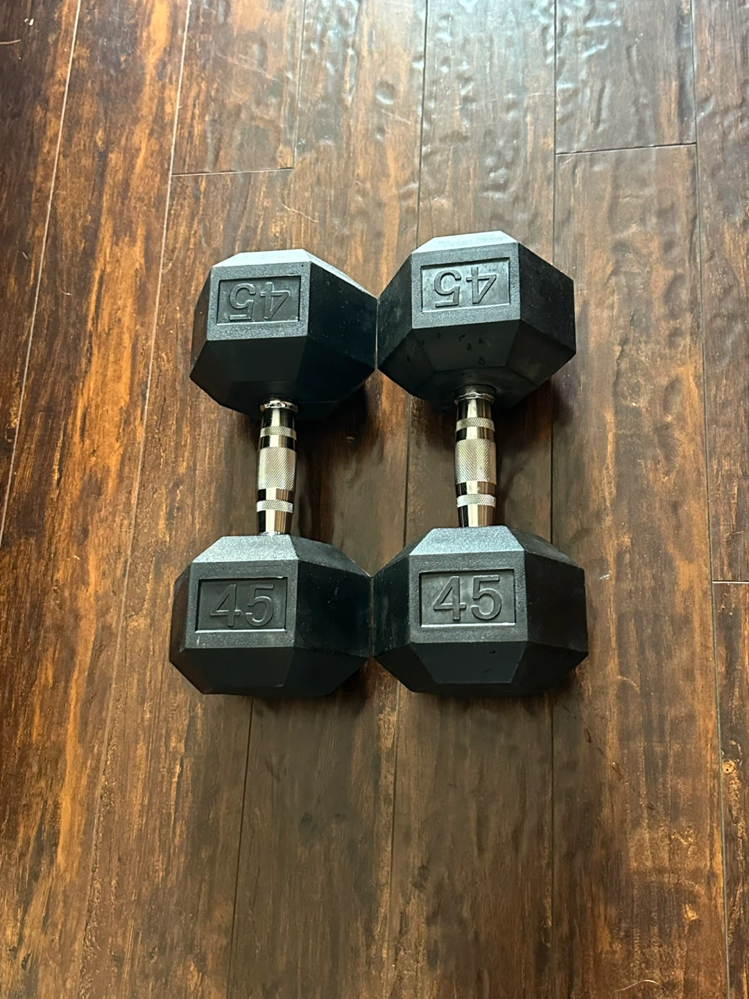 Pair of 45lb Hex Dumbbells