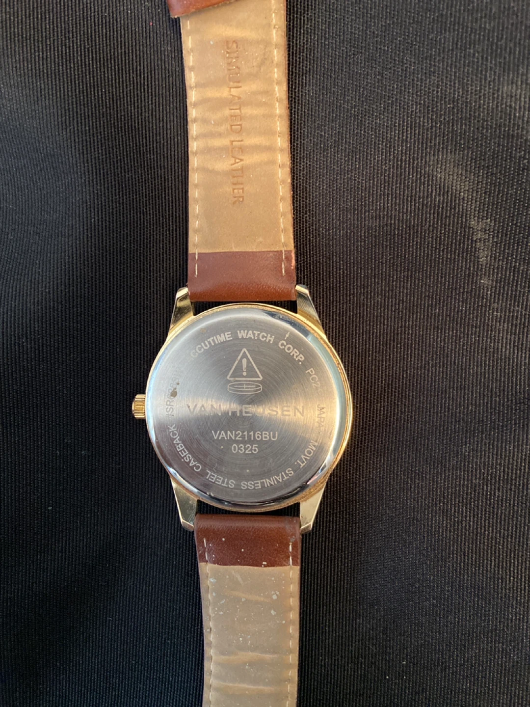 Van Heusen Gold Tone Watch with Brown Leather Band - photo 3