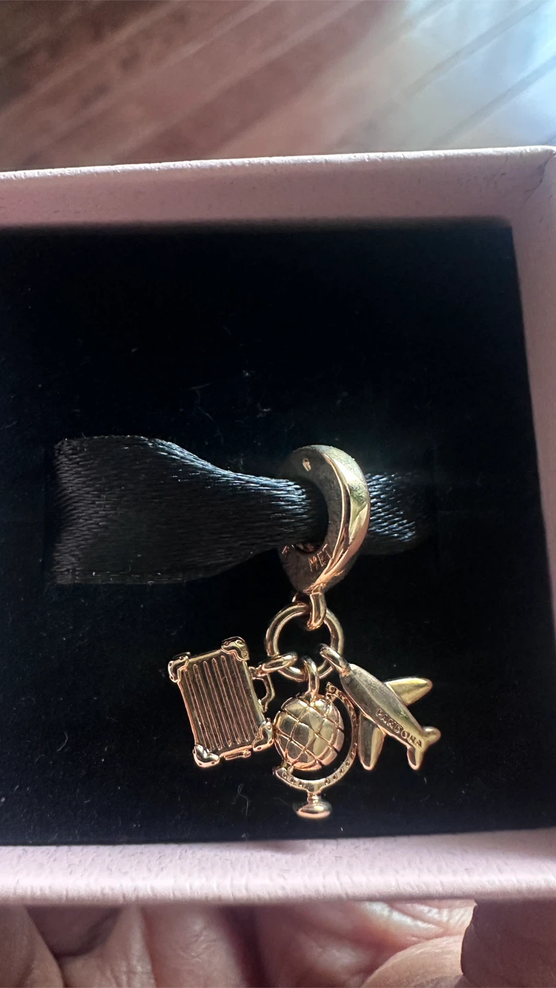 Pandora Airplane, Globe & Suitcase Triple Charm