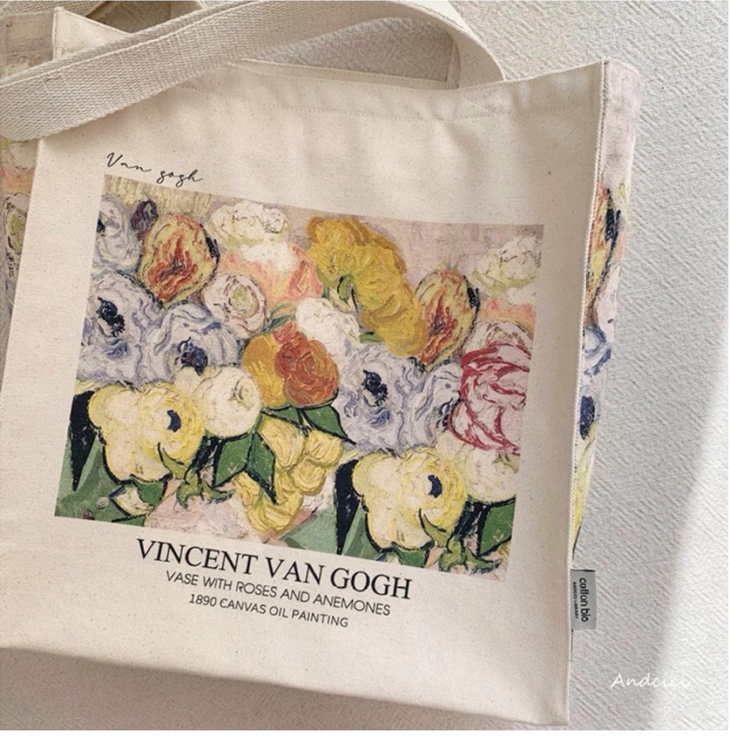 Vincent Van Gogh Canvas Tote Bag - Vase with Roses and Anemones - photo 2