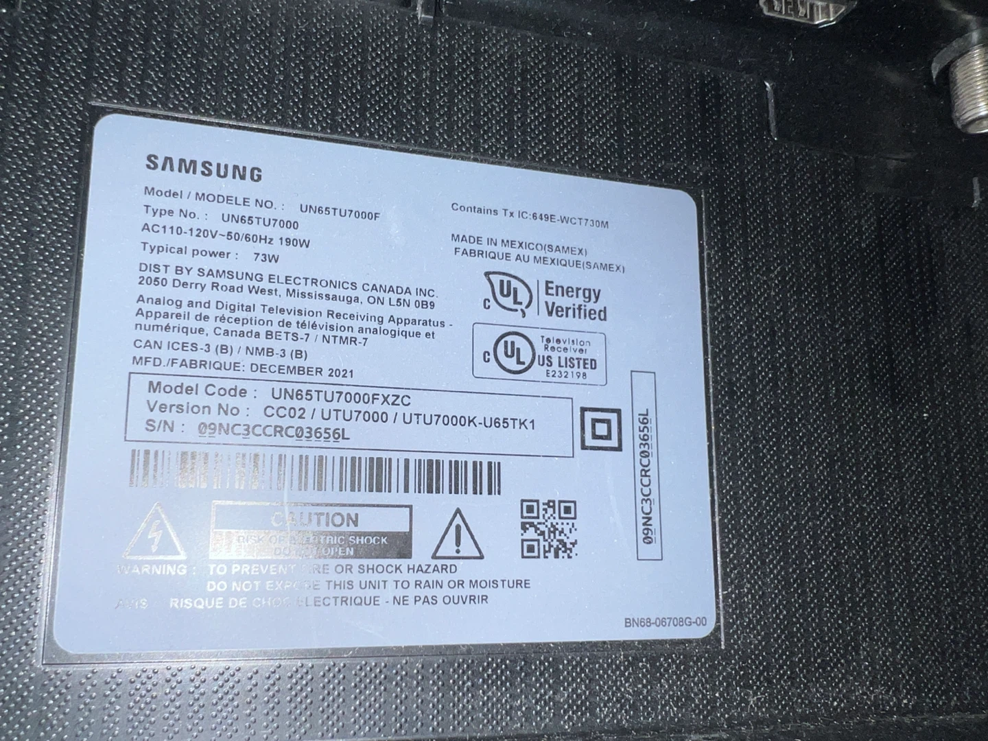 Samsung 65" 4K Smart TV UN65TU7000F - photo 2