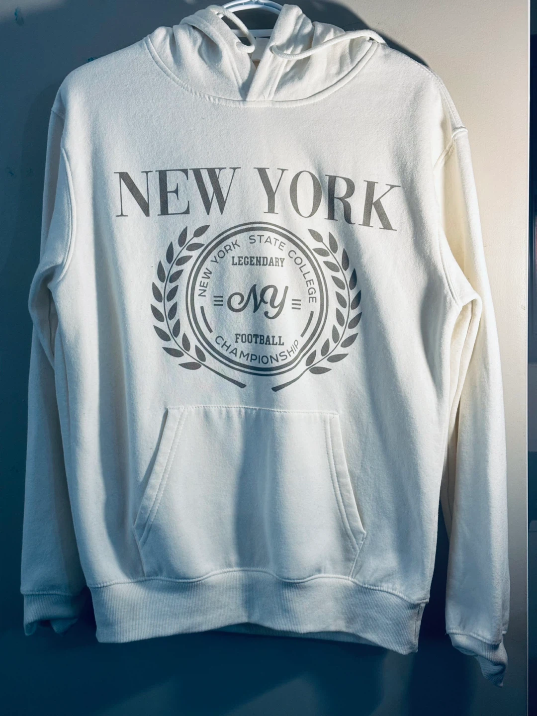 White "New York State College" Hoodie - Size S/P